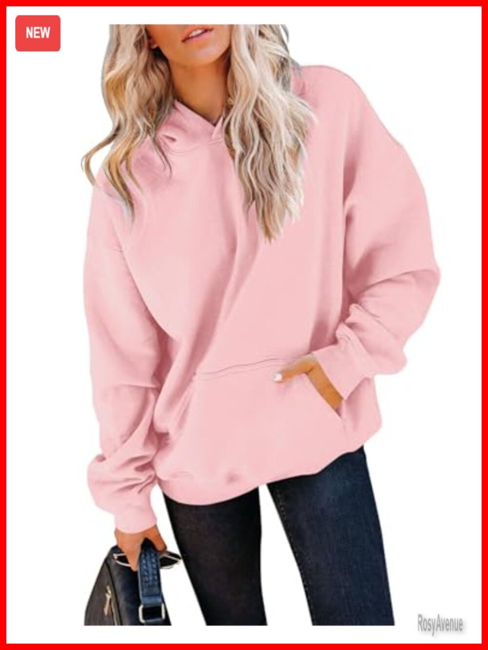Fleece Hoodie Oversized Drop Shoulder Kangaroo Pocket Pullover